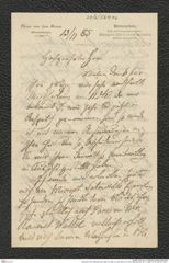 Nachlass Franz Steindachner, Brief von Max von dem Borne an Franz Steindachner (23.11.1885), Inv.Nr. 564.02, Seite 1